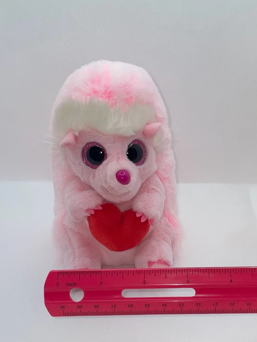 Ty Beanie Boos Cheesecake Pink Hedgehog Plush Stuffed Animal Holding Heart Sz 6”